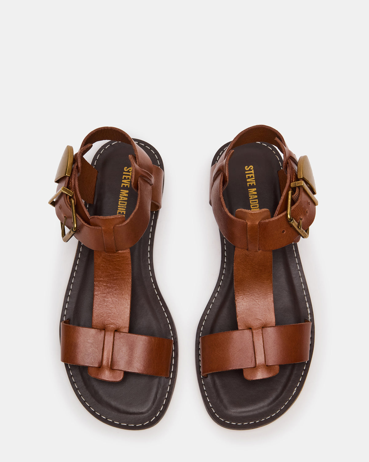 BRAZINN Tan Leather Strappy Flat Sandal Women's Sandal Steve Madden TAN LEATHER