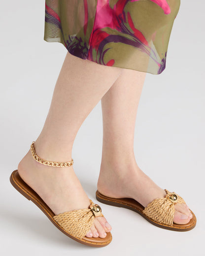 DIPSY Natural Raffia Slide Rounded Toe Women's Sandal Steve Madden NATURAL RAFFIA