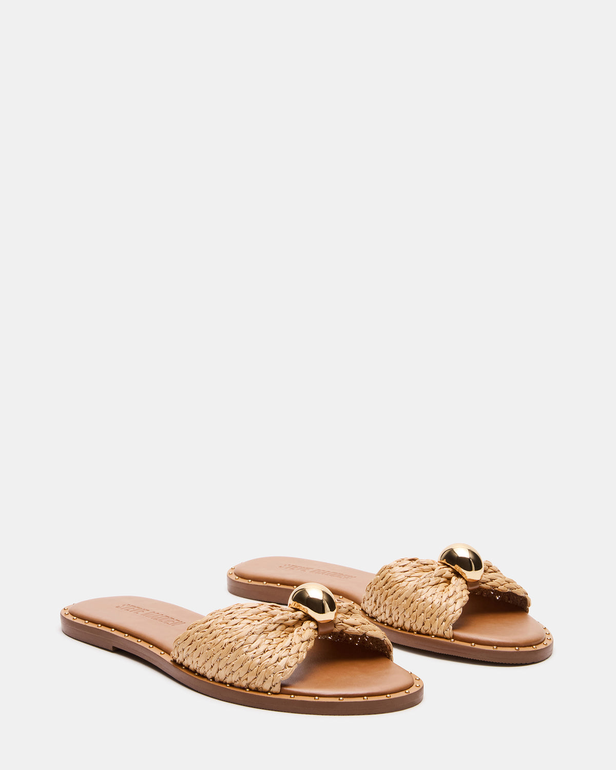 DIPSY Natural Raffia Slide Rounded Toe Women's Sandal Steve Madden NATURAL RAFFIA