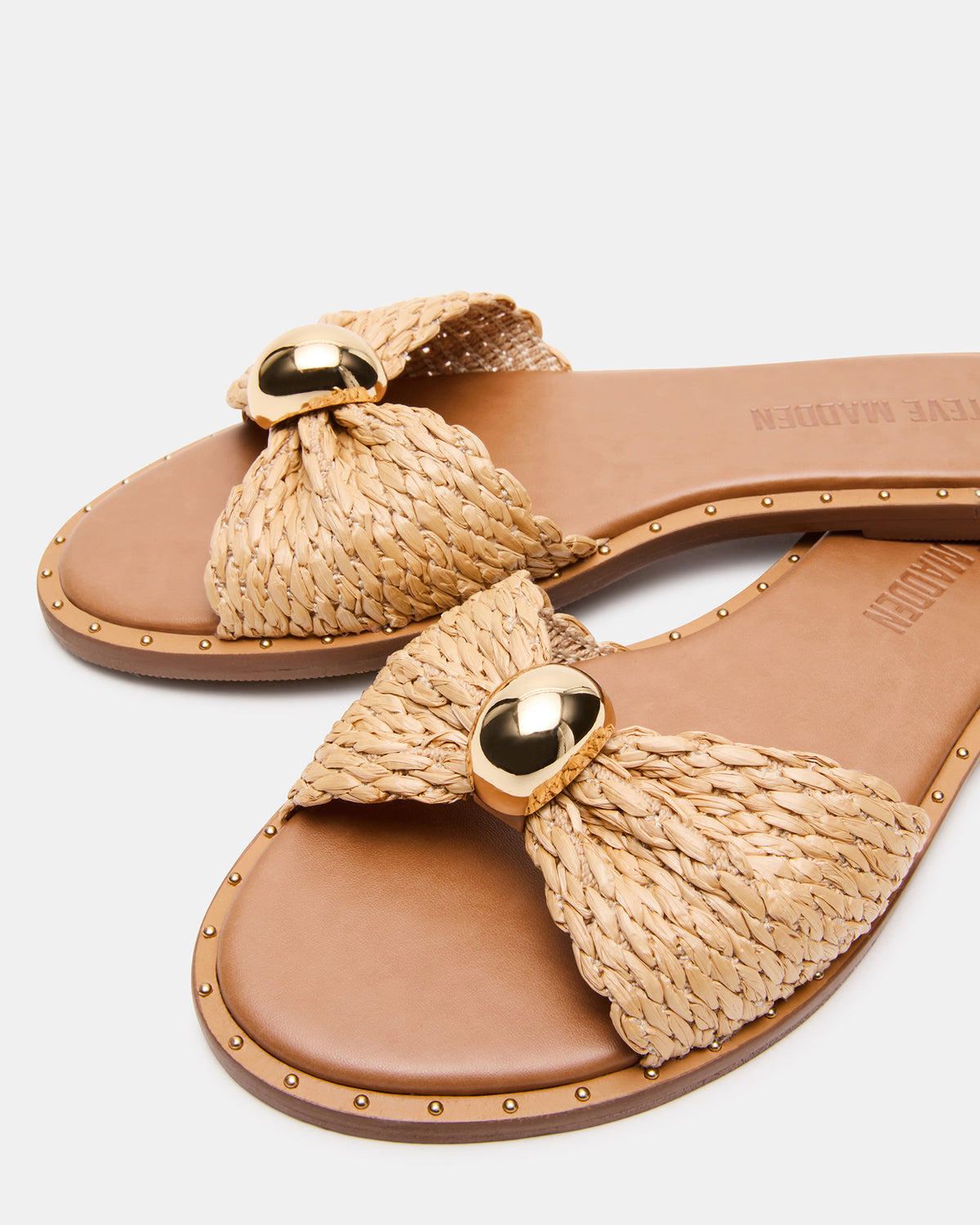 DIPSY Natural Raffia Slide Rounded Toe Women's Sandal Steve Madden NATURAL RAFFIA