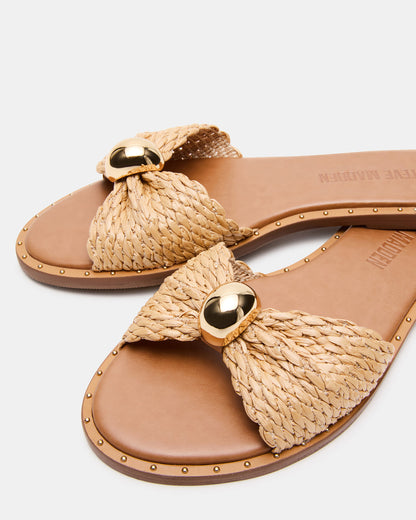 DIPSY Natural Raffia Slide Rounded Toe Women's Sandal Steve Madden NATURAL RAFFIA