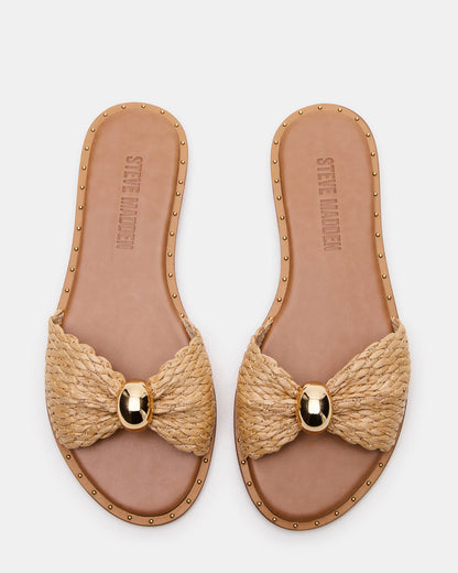 DIPSY Natural Raffia Slide Rounded Toe Women's Sandal Steve Madden NATURAL RAFFIA
