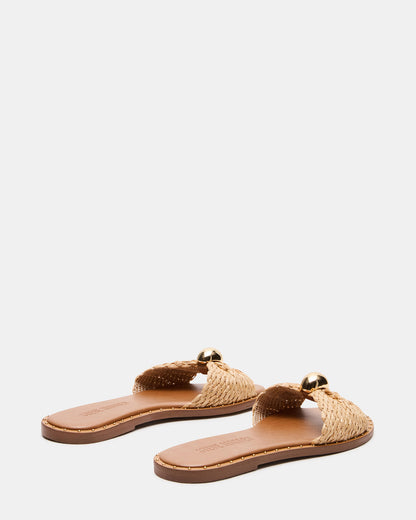 DIPSY Natural Raffia Slide Rounded Toe Women's Sandal Steve Madden NATURAL RAFFIA