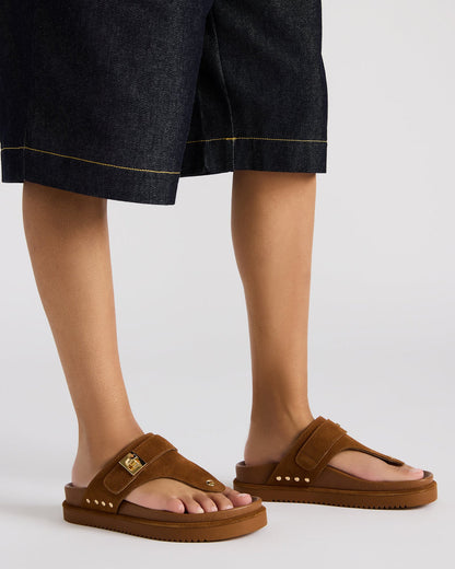 THONA Chestnut Suede Women's Flatform Thong Sandal Steve Madden CHESTNUT SUEDE
