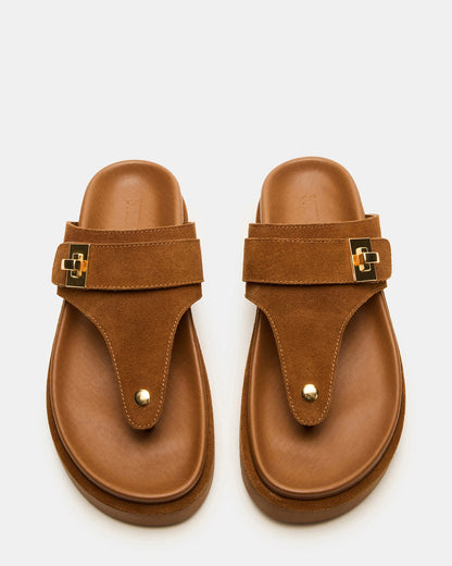 THONA Chestnut Suede Women's Flatform Thong Sandal Steve Madden CHESTNUT SUEDE