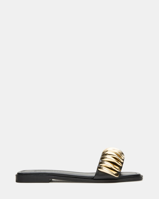 TETRIS Black Square-Toe Slide Women's Sandal
