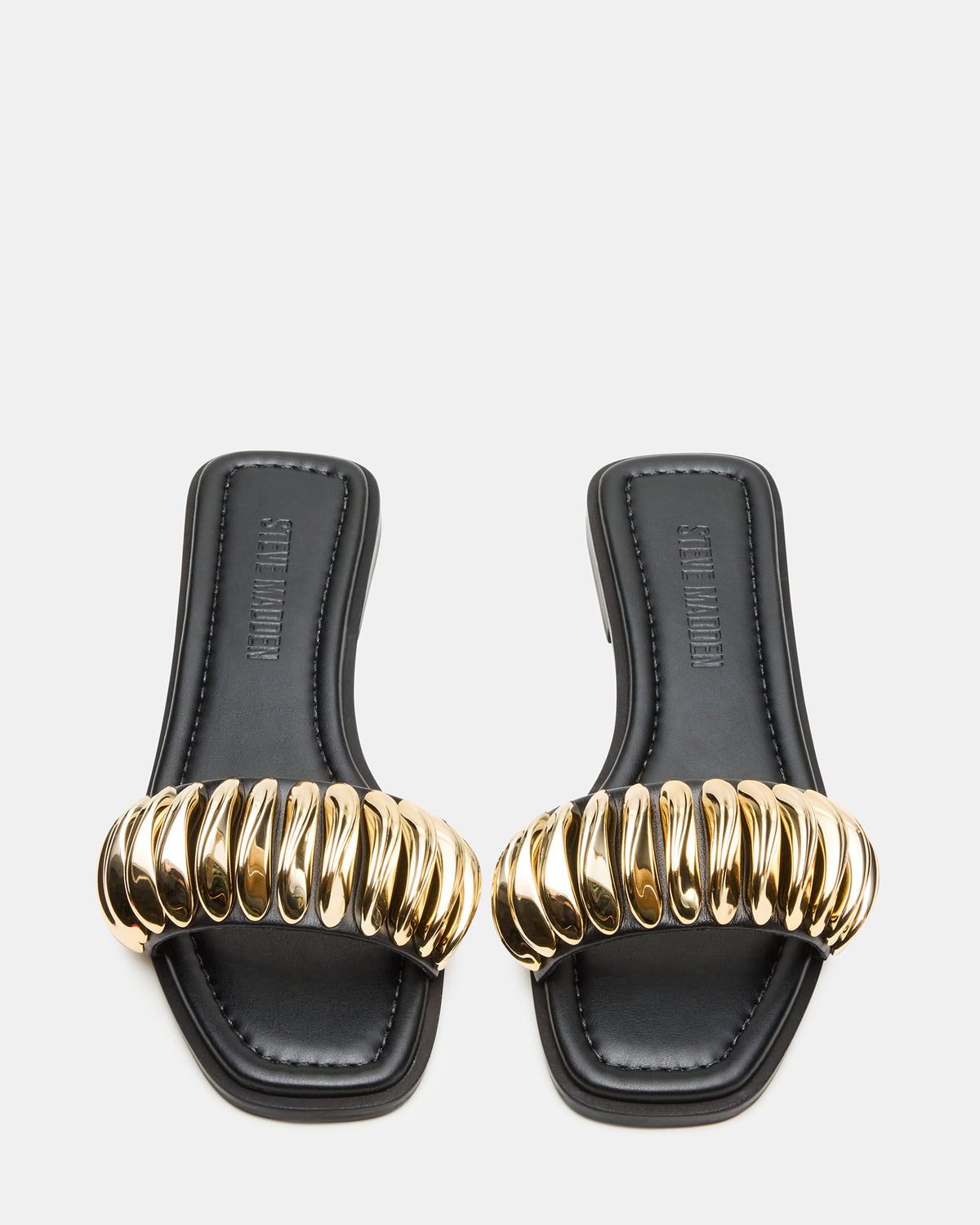 TETRIS Black Square-Toe Slide Women's Sandal Steve Madden BLACK