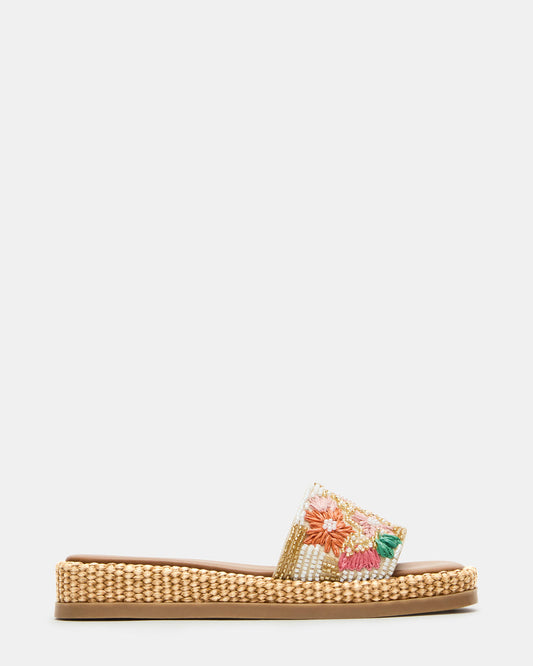 BOARDWALK Floral Multi Women's Raffia Slides