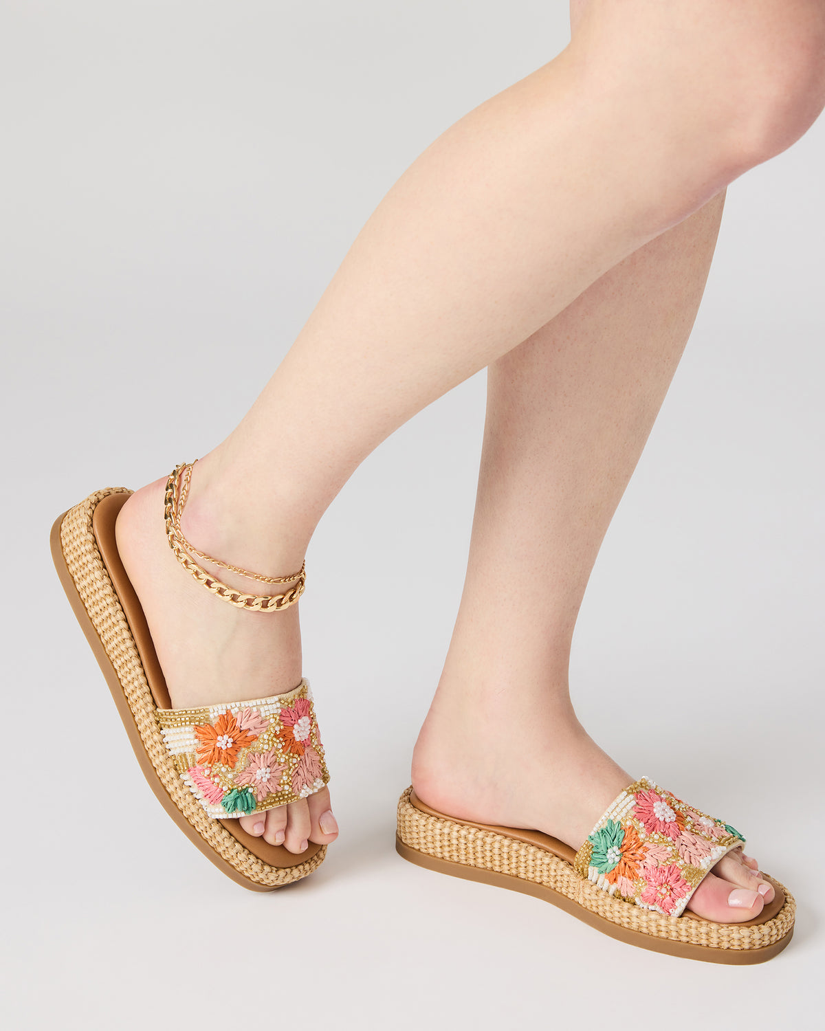 BOARDWALK Floral Multi Women's Raffia Slides Steve Madden FLORAL MULTI