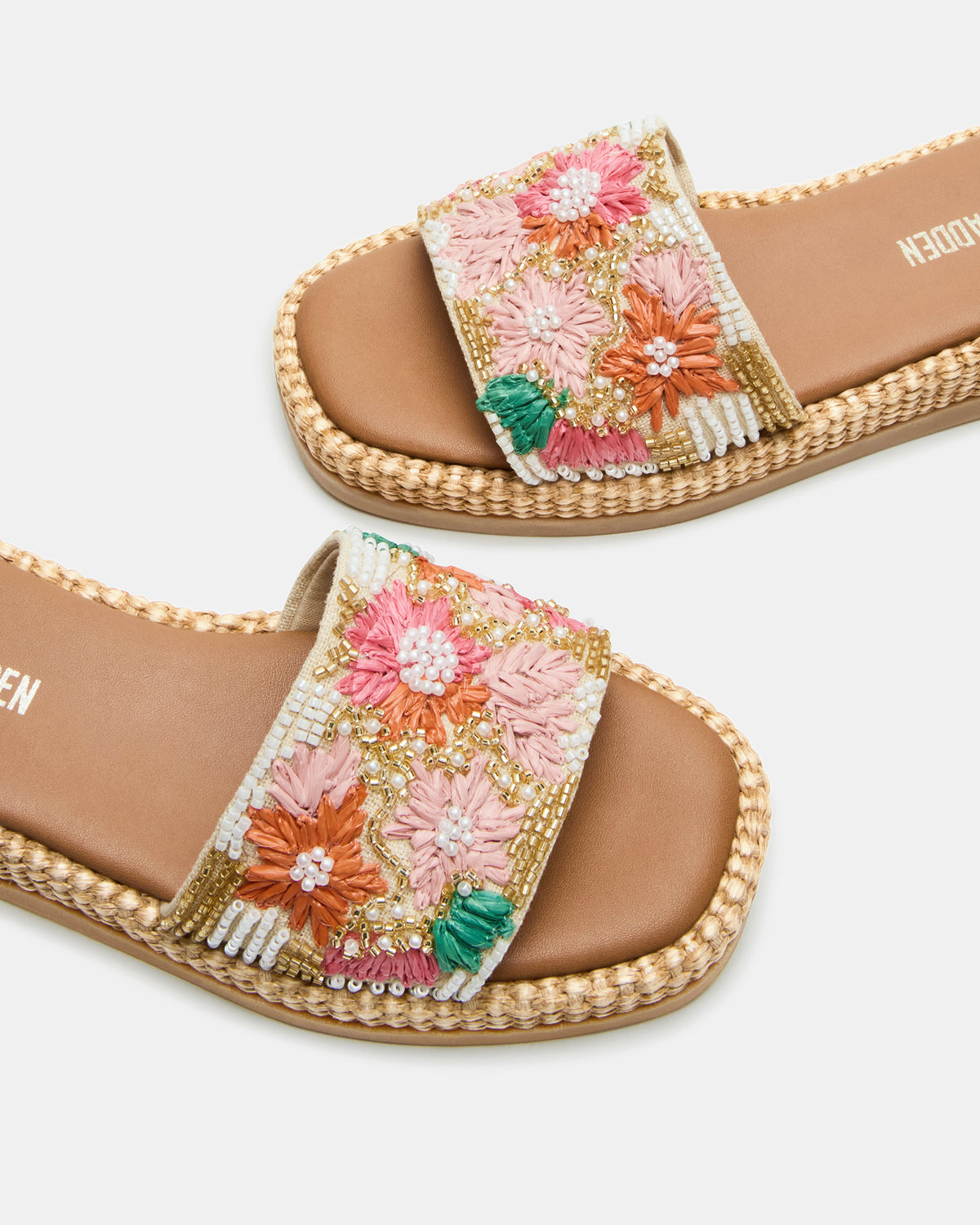 BOARDWALK Floral Multi Women's Raffia Slides Steve Madden FLORAL MULTI