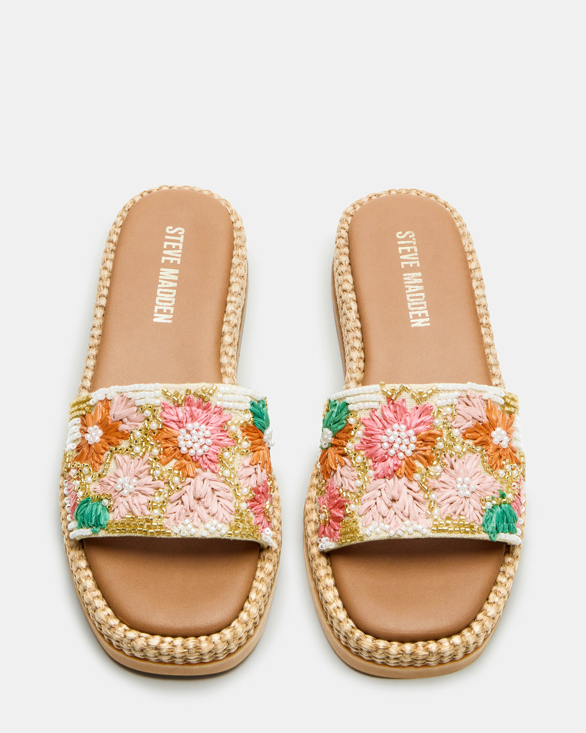 BOARDWALK Floral Multi Women's Raffia Slides Steve Madden FLORAL MULTI
