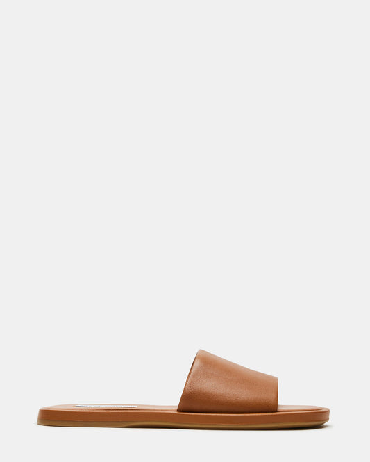 KAYA Brown Leather Slide Sandal | Women's Sandals