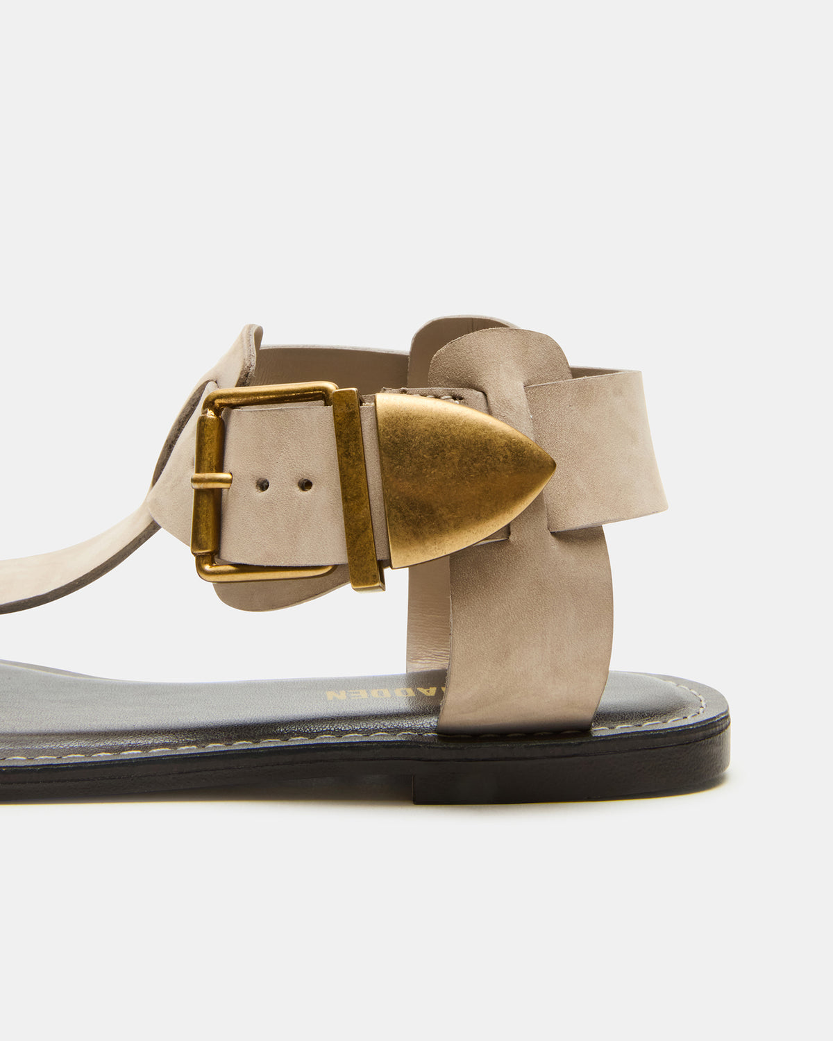 BRAZINN Taupe Nubuck Strappy Flat Sandal Women's Sandal Steve Madden TAUPE NUBUCK