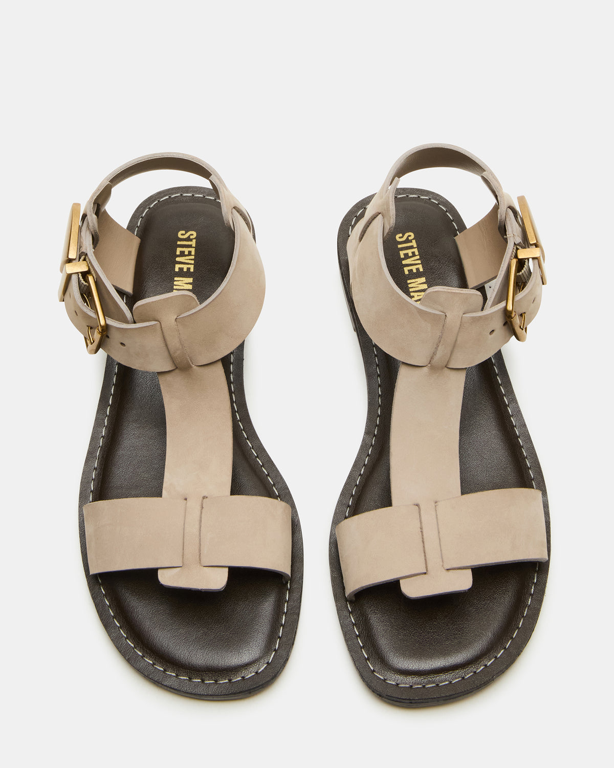 BRAZINN Taupe Nubuck Strappy Flat Sandal Women's Sandal Steve Madden TAUPE NUBUCK