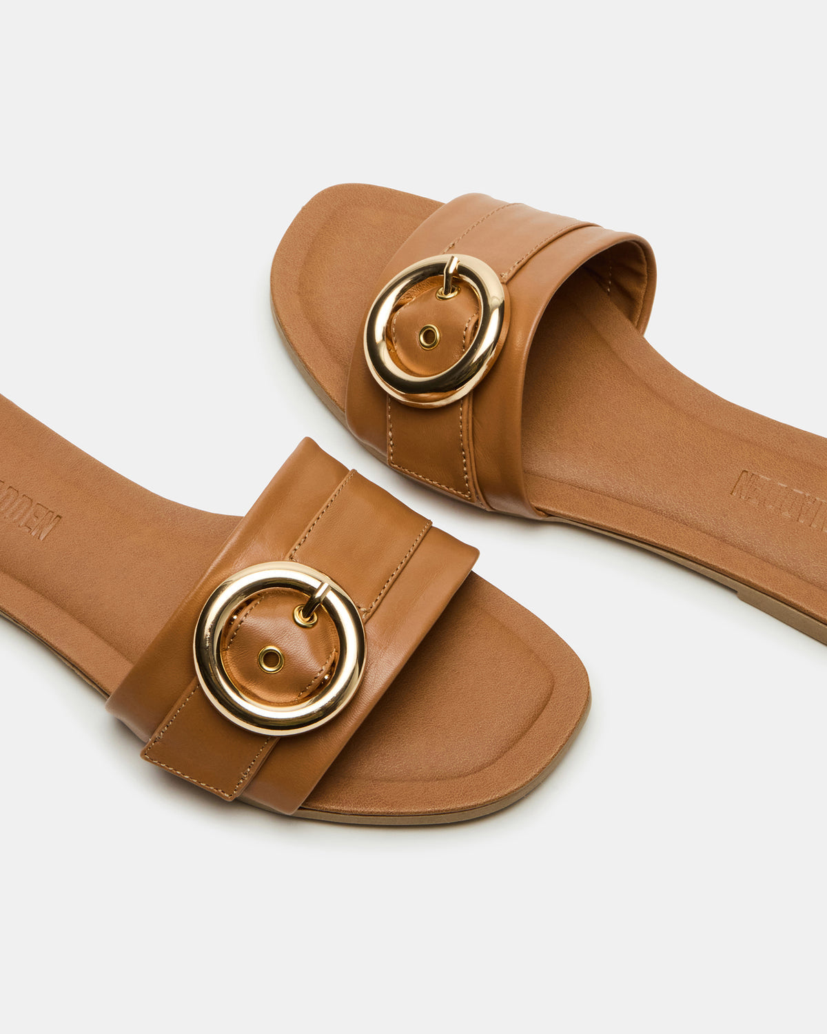REEF Tan Leather Square-Toe Slide Women's Sandal Steve Madden TAN LEATHER