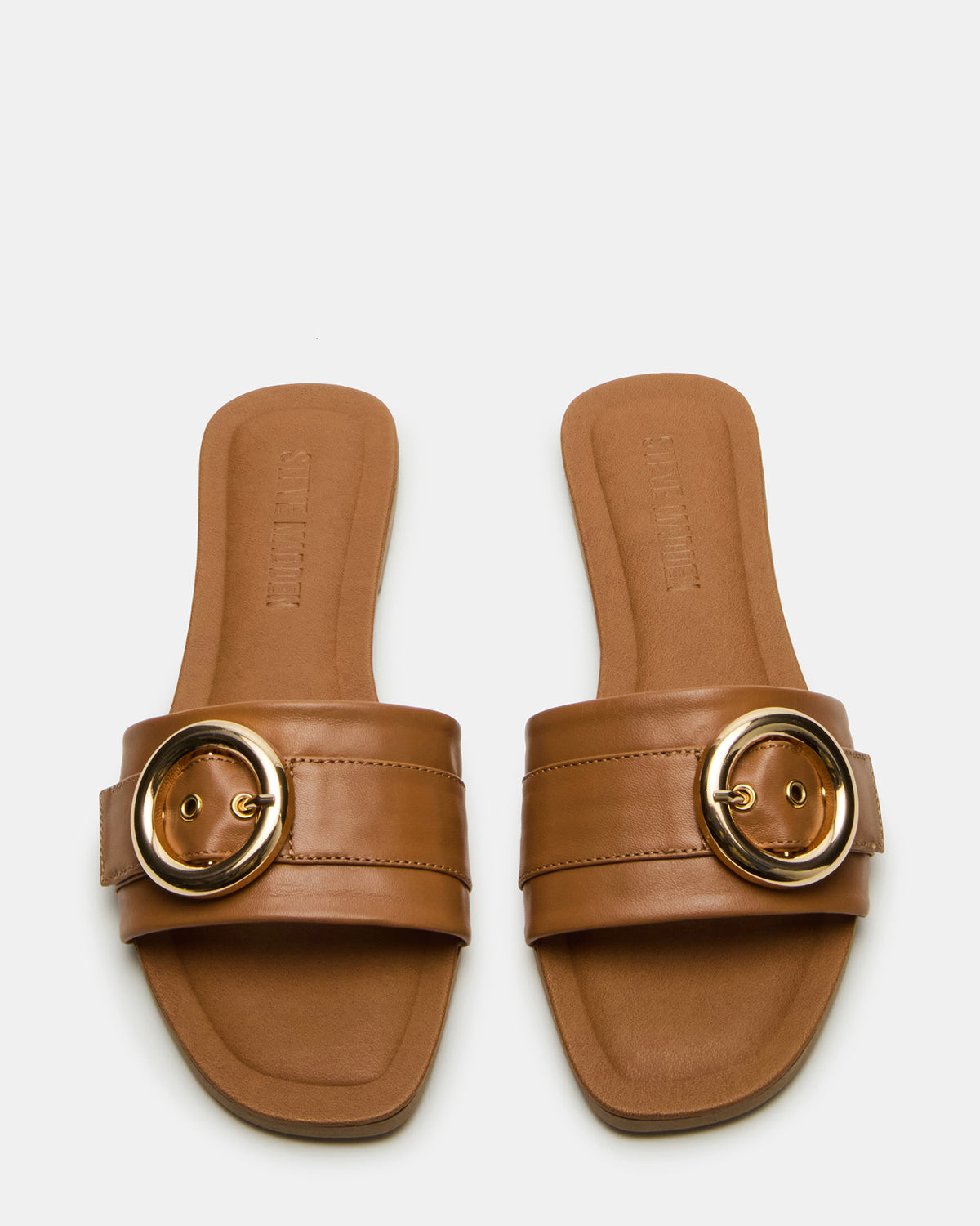 REEF Tan Leather Square-Toe Slide Women's Sandal Steve Madden TAN LEATHER