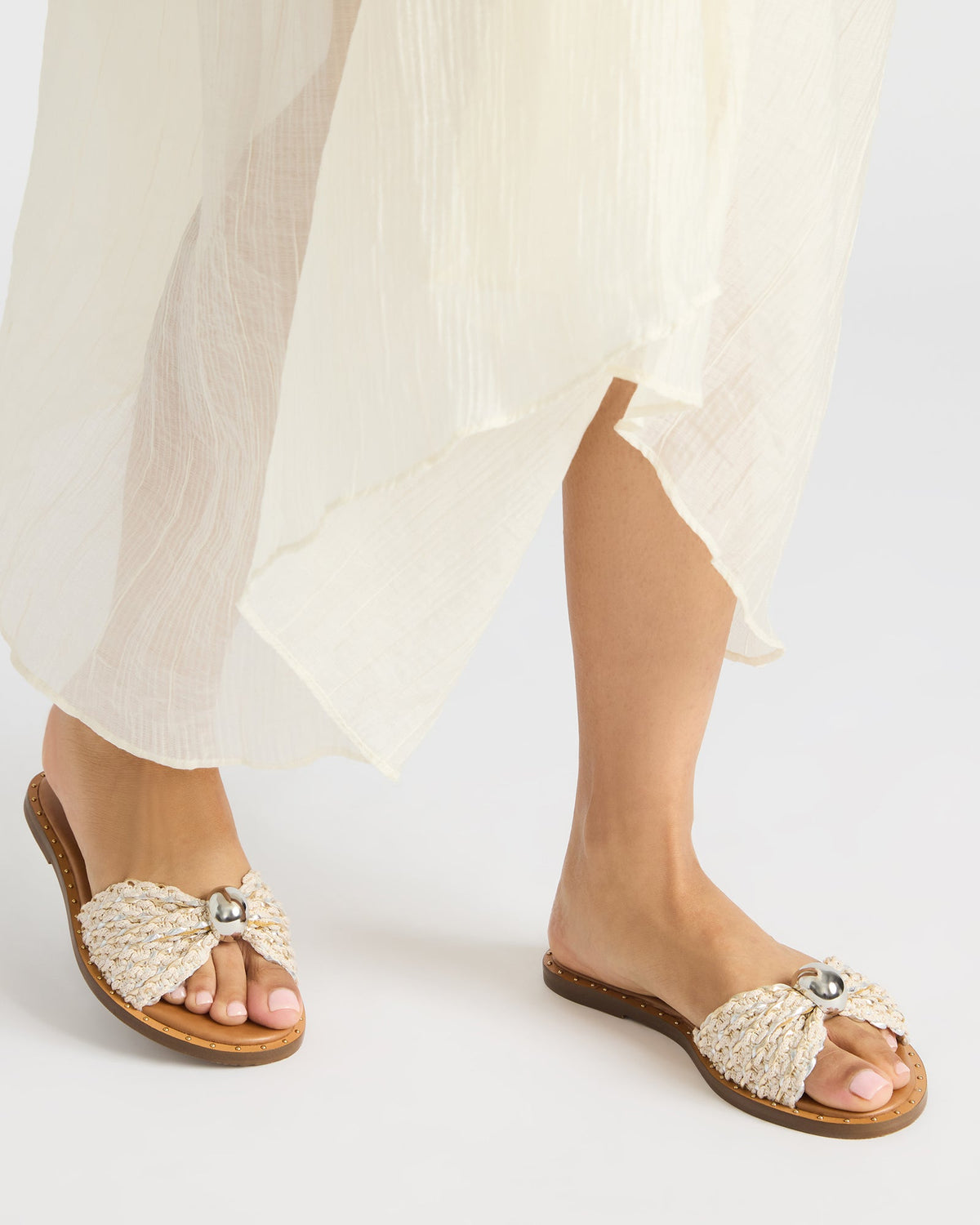 DIPSY Metallic Multi Slide Rounded Toe Women's Sandal Steve Madden METALLIC MULTI