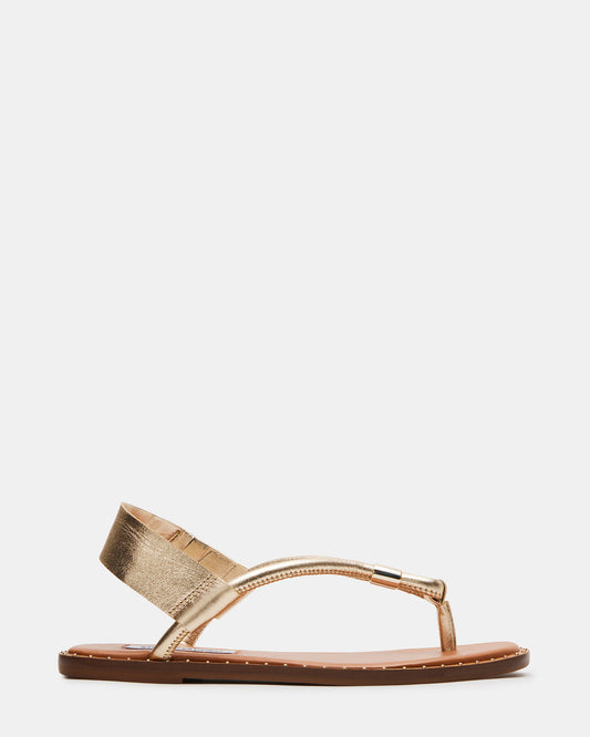 MEDUZA Gold Leather Women's Studded Thong Sandal