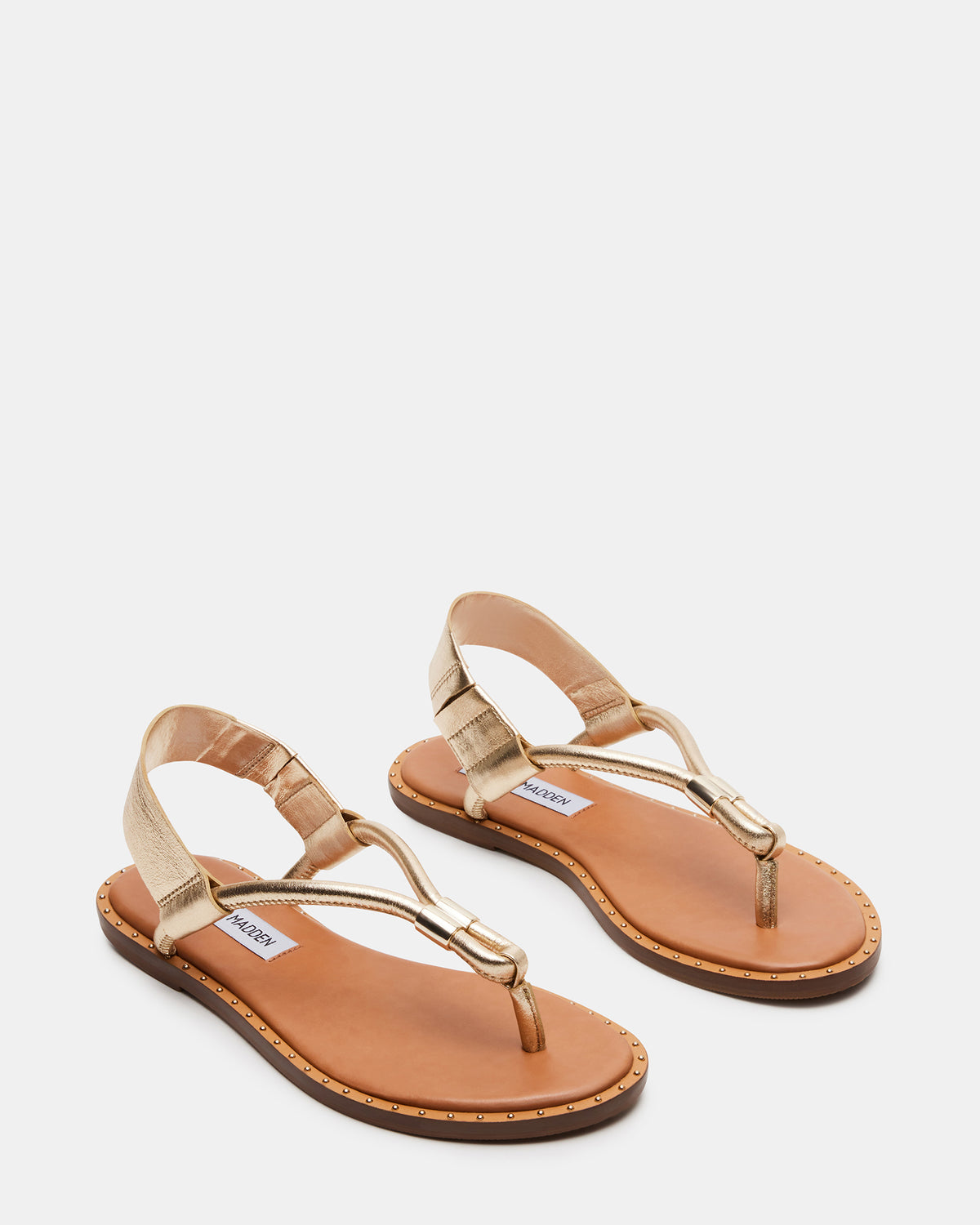 MEDUZA Gold Leather Women's Studded Thong Sandal Steve Madden GOLD LEATHER