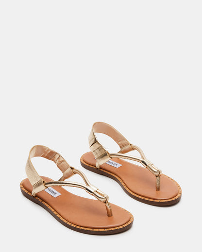 MEDUZA Gold Leather Women's Studded Thong Sandal Steve Madden GOLD LEATHER