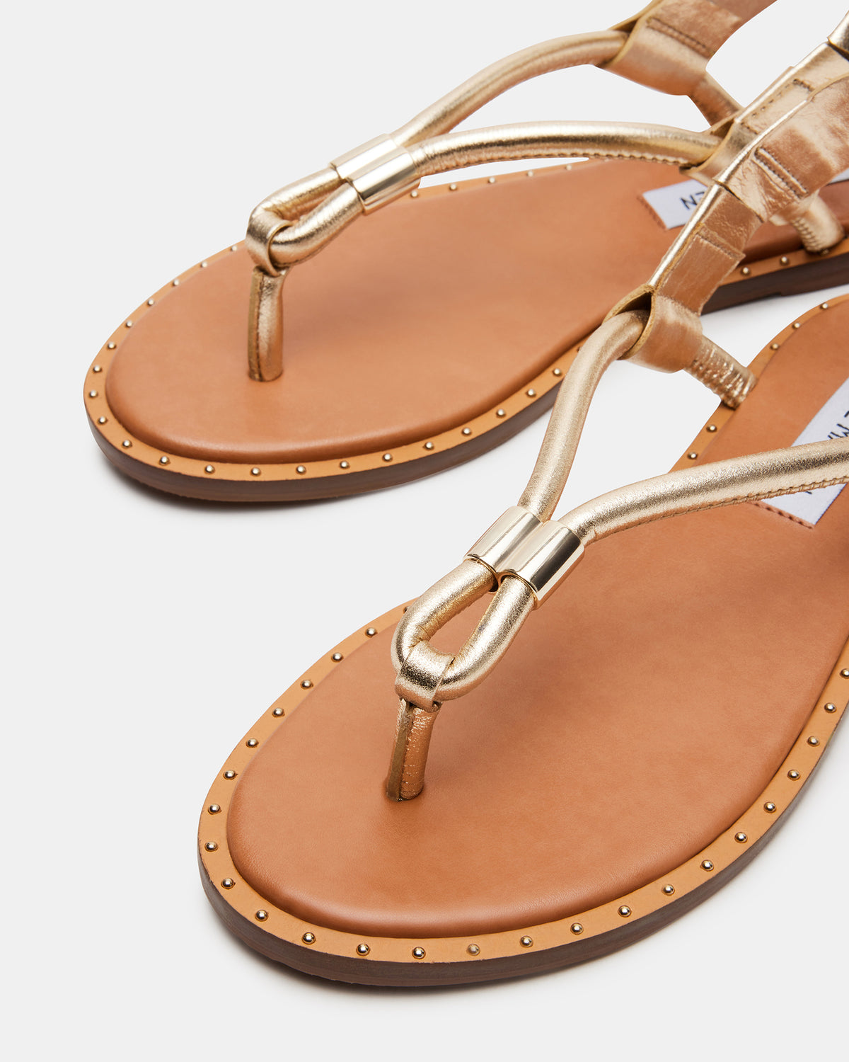 MEDUZA Gold Leather Women's Studded Thong Sandal Steve Madden GOLD LEATHER