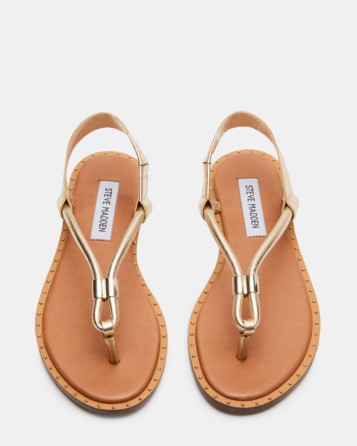 MEDUZA Gold Leather Women's Studded Thong Sandal Steve Madden GOLD LEATHER