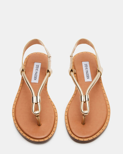 MEDUZA Gold Leather Women's Studded Thong Sandal Steve Madden GOLD LEATHER