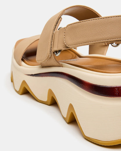 LOCHAN Natural Platform Flatform Strappy Women's Sandal Steve Madden NATURAL