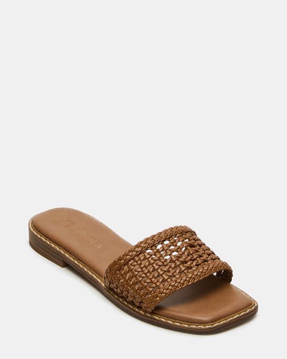 SNIDER Tan Square-Toe Slide Woven Women's Sandal Steve Madden TAN