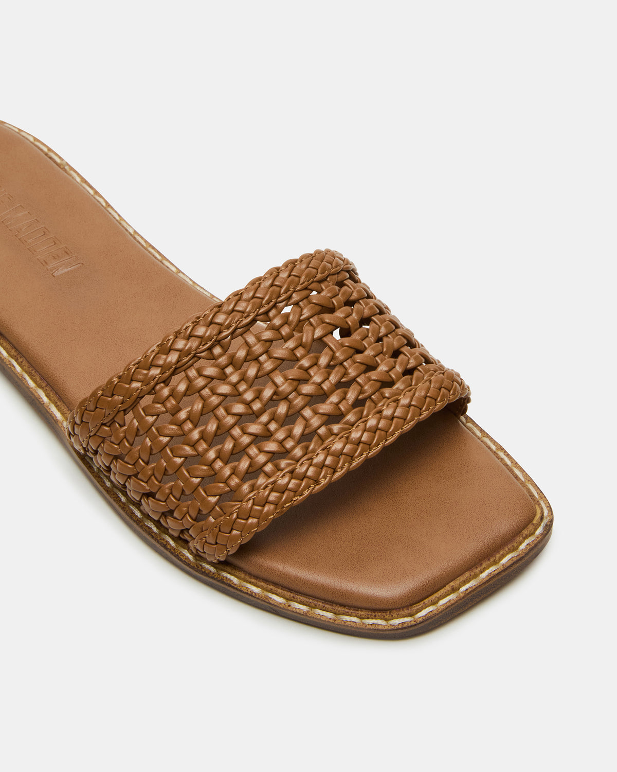 SNIDER Tan Square-Toe Slide Woven Women's Sandal Steve Madden TAN