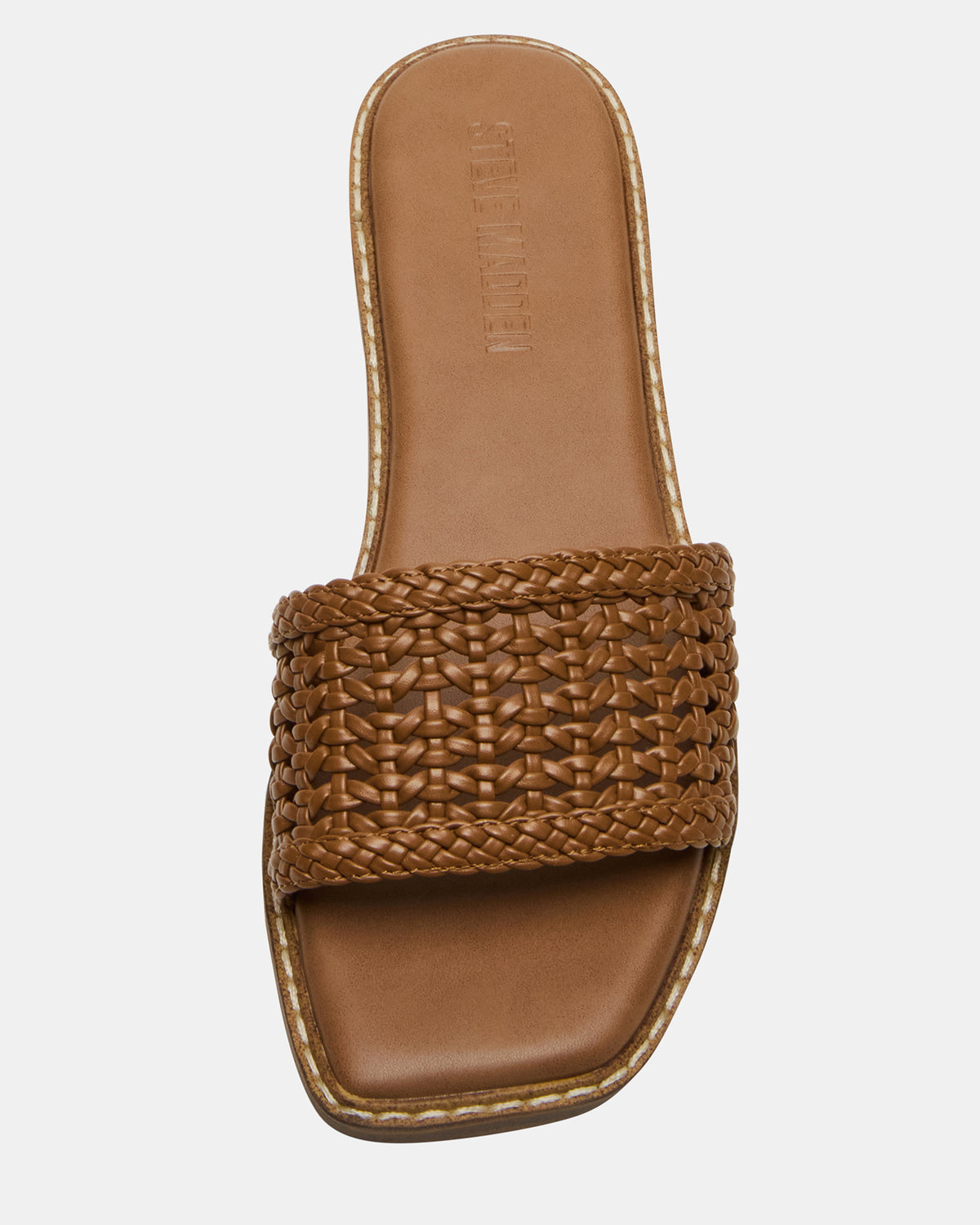 SNIDER Tan Square-Toe Slide Woven Women's Sandal Steve Madden TAN