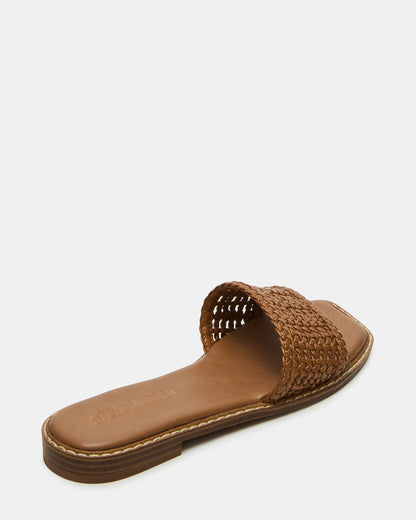 SNIDER Tan Square-Toe Slide Woven Women's Sandal Steve Madden TAN
