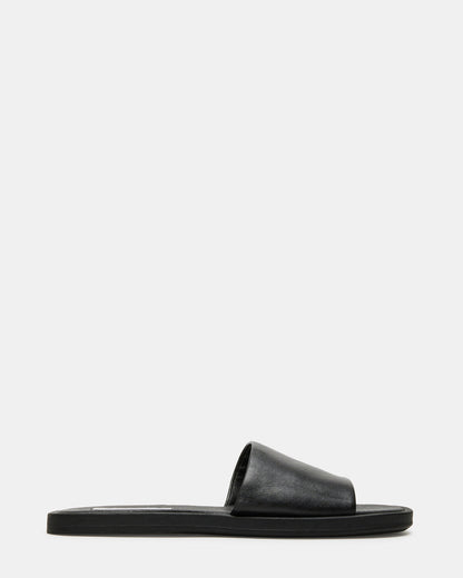 KAYA Black Leather Slide Sandal | Women's Sandals Steve Madden BLACK LEATHER