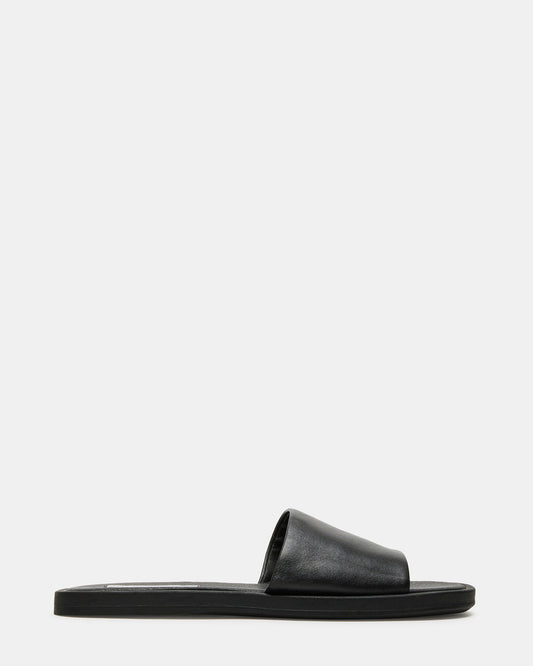 KAYA Black Leather Slide Sandal | Women's Sandals Steve Madden BLACK LEATHER