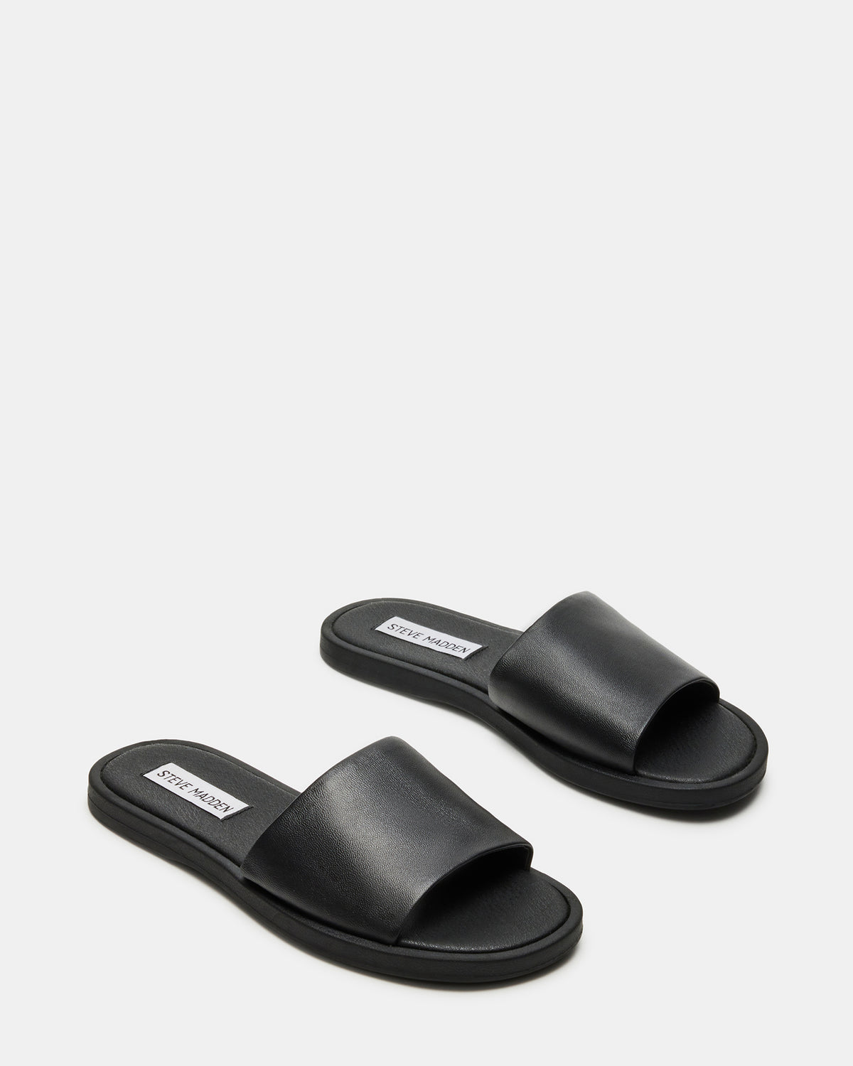 KAYA Black Leather Slide Sandal | Women's Sandals Steve Madden BLACK LEATHER