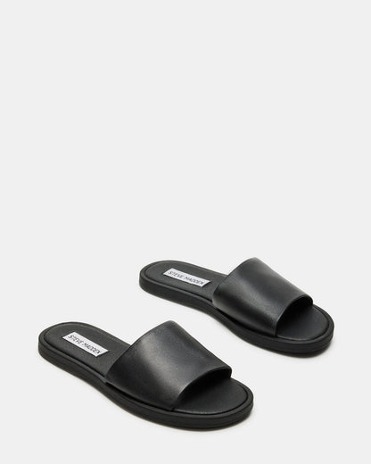 KAYA Black Leather Slide Sandal | Women's Sandals Steve Madden BLACK LEATHER