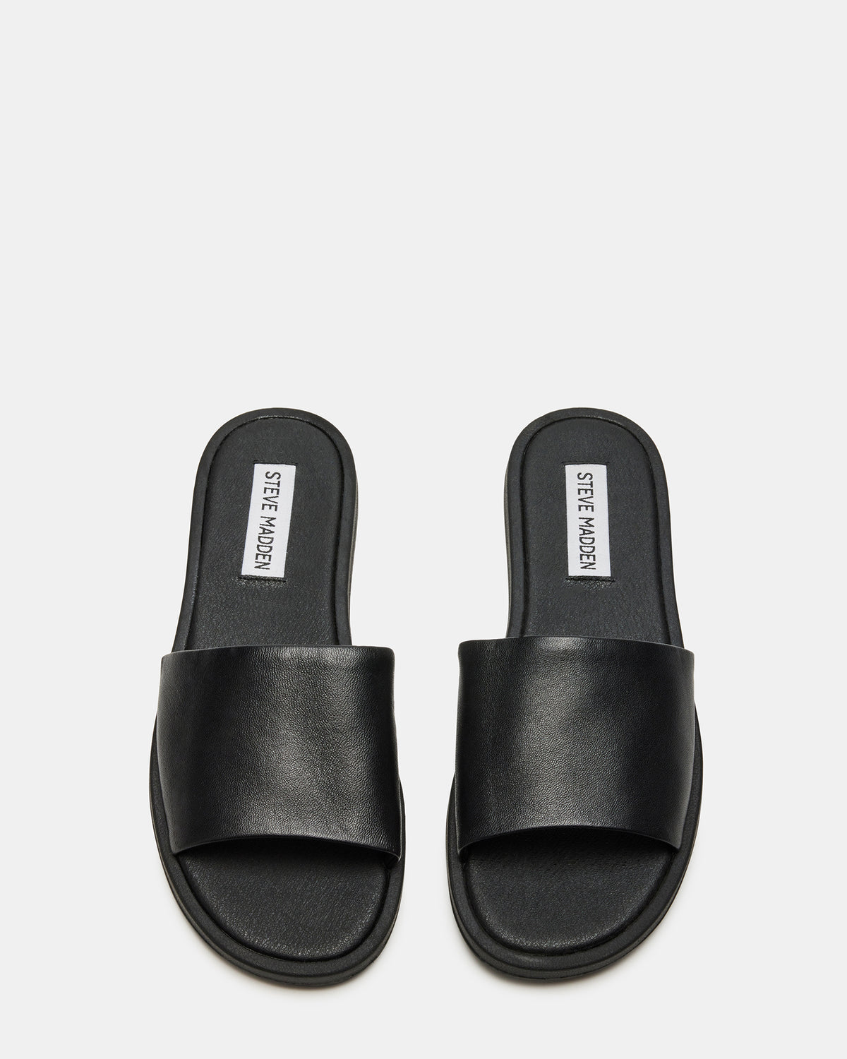 KAYA Black Leather Slide Sandal | Women's Sandals Steve Madden BLACK LEATHER