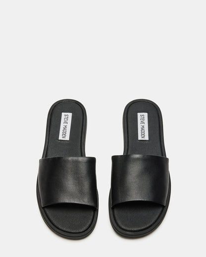 KAYA Black Leather Slide Sandal | Women's Sandals Steve Madden BLACK LEATHER