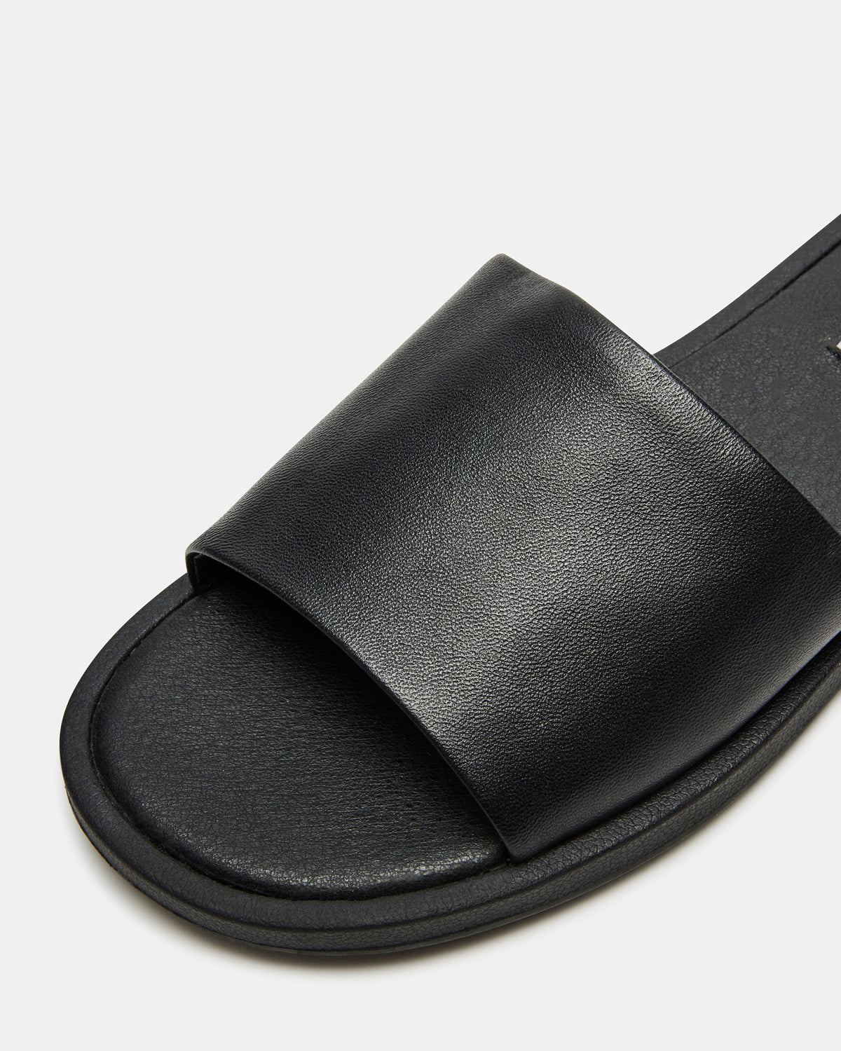KAYA Black Leather Slide Sandal | Women's Sandals Steve Madden BLACK LEATHER