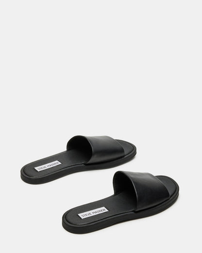 KAYA Black Leather Slide Sandal | Women's Sandals Steve Madden BLACK LEATHER