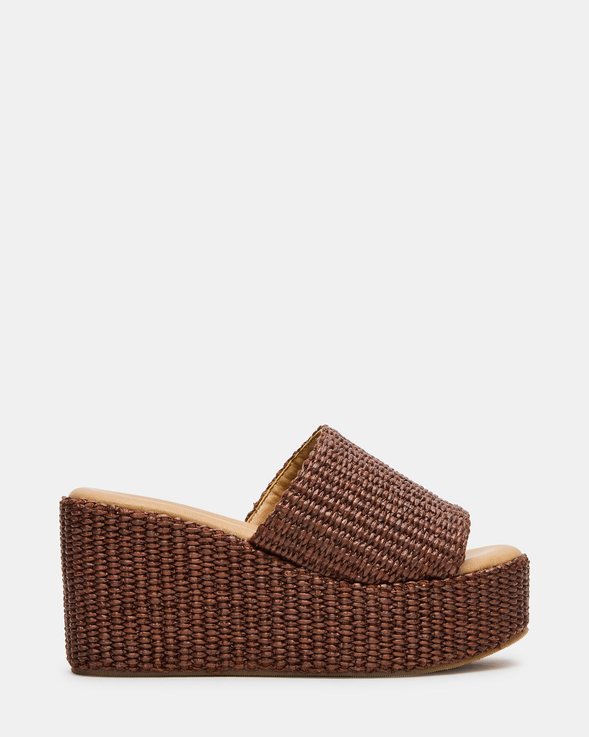 JETTY Brown Raffia Platform Wedge Women's Sandal Steve Madden BROWN RAFFIA