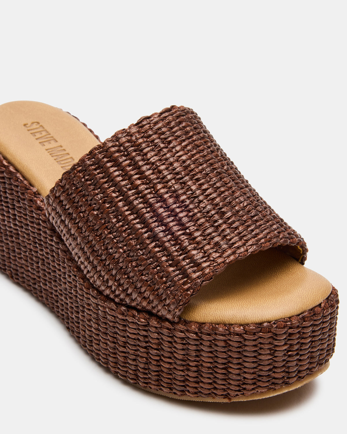 JETTY Brown Raffia Platform Wedge Women's Sandal Steve Madden BROWN RAFFIA