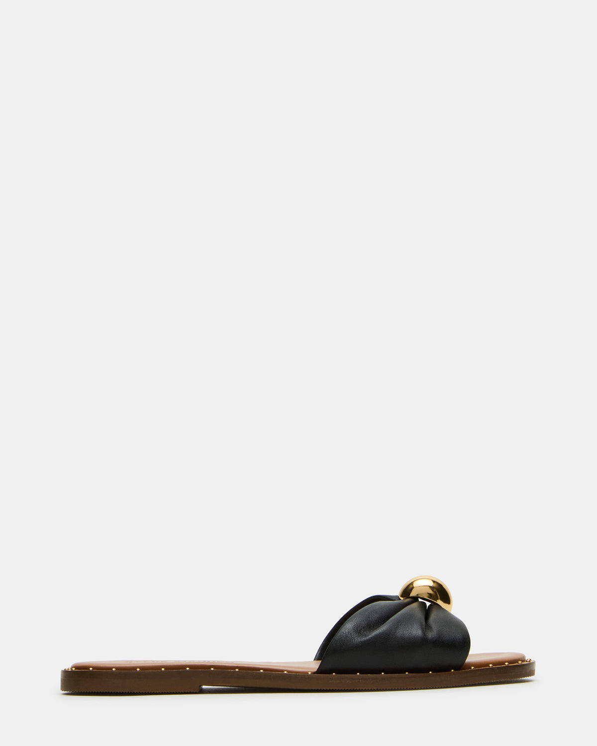 DIPSY Black Leather Slide Rounded Toe Women's Sandal Steve Madden BLACK LEATHER