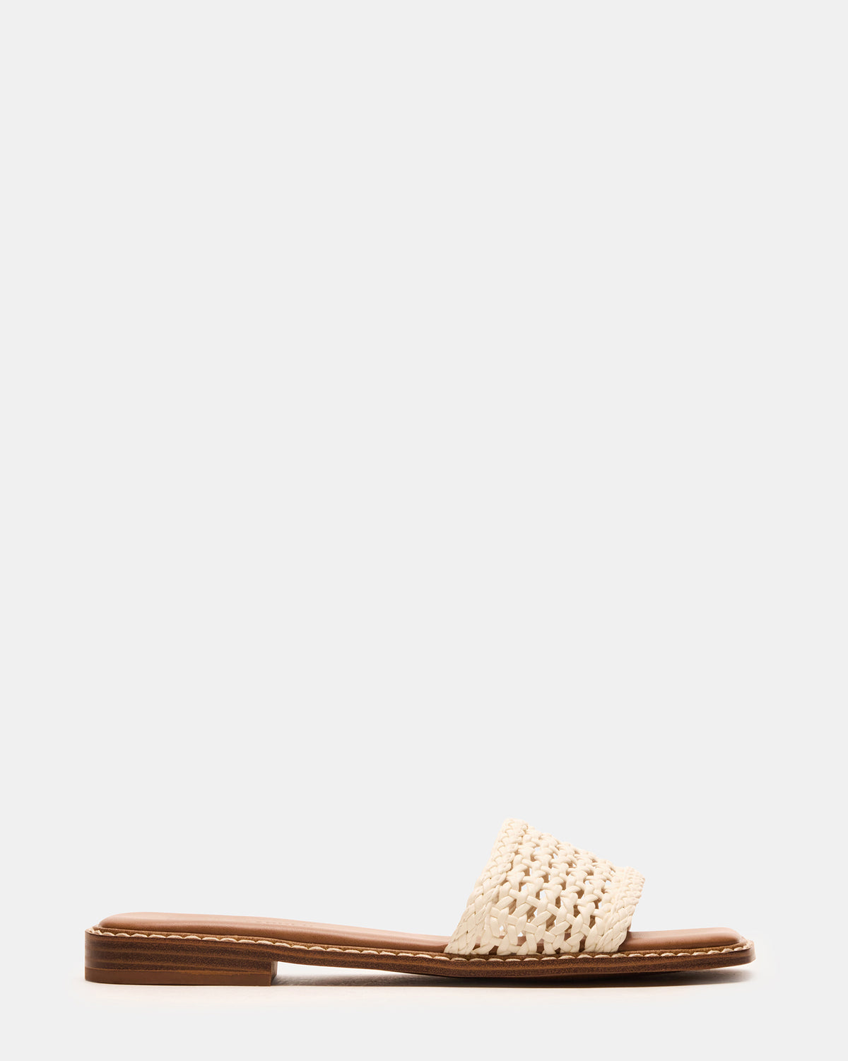 SNIDER White Square-Toe Slide Woven Women's Sandal Steve Madden WHITE