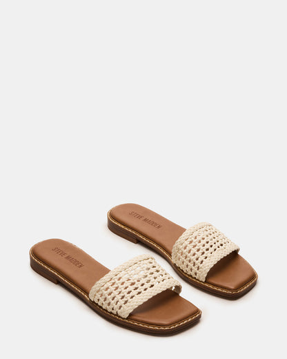 SNIDER White Square-Toe Slide Woven Women's Sandal Steve Madden WHITE