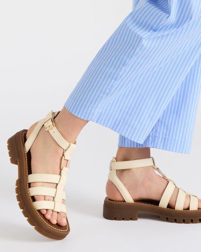 JARELLI Bone Leather Strappy Platform Women's Sandal Steve Madden BONE LEATHER