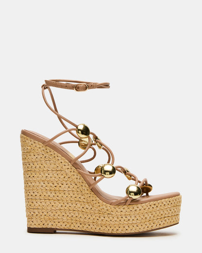 OAKLIE Natural Platform Strappy Wedge Women's Sandal Steve Madden NATURAL