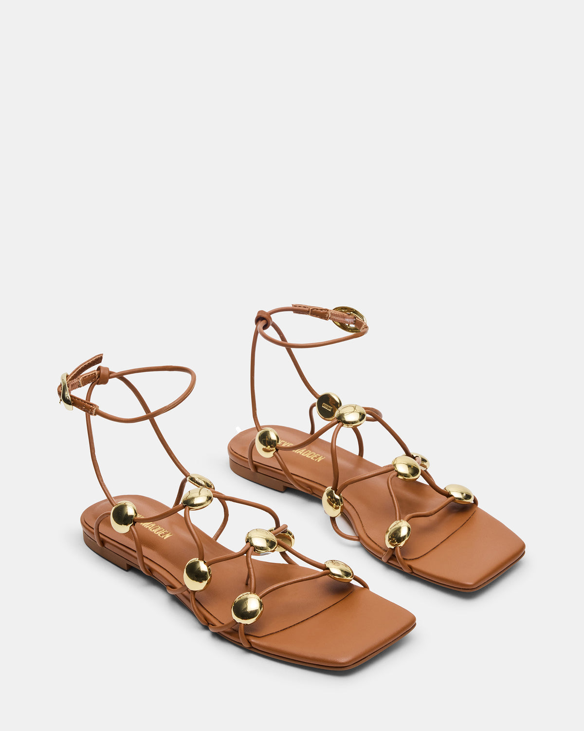 TIDES Cognac Strappy Square-Toe Women's Sandal Steve Madden COGNAC