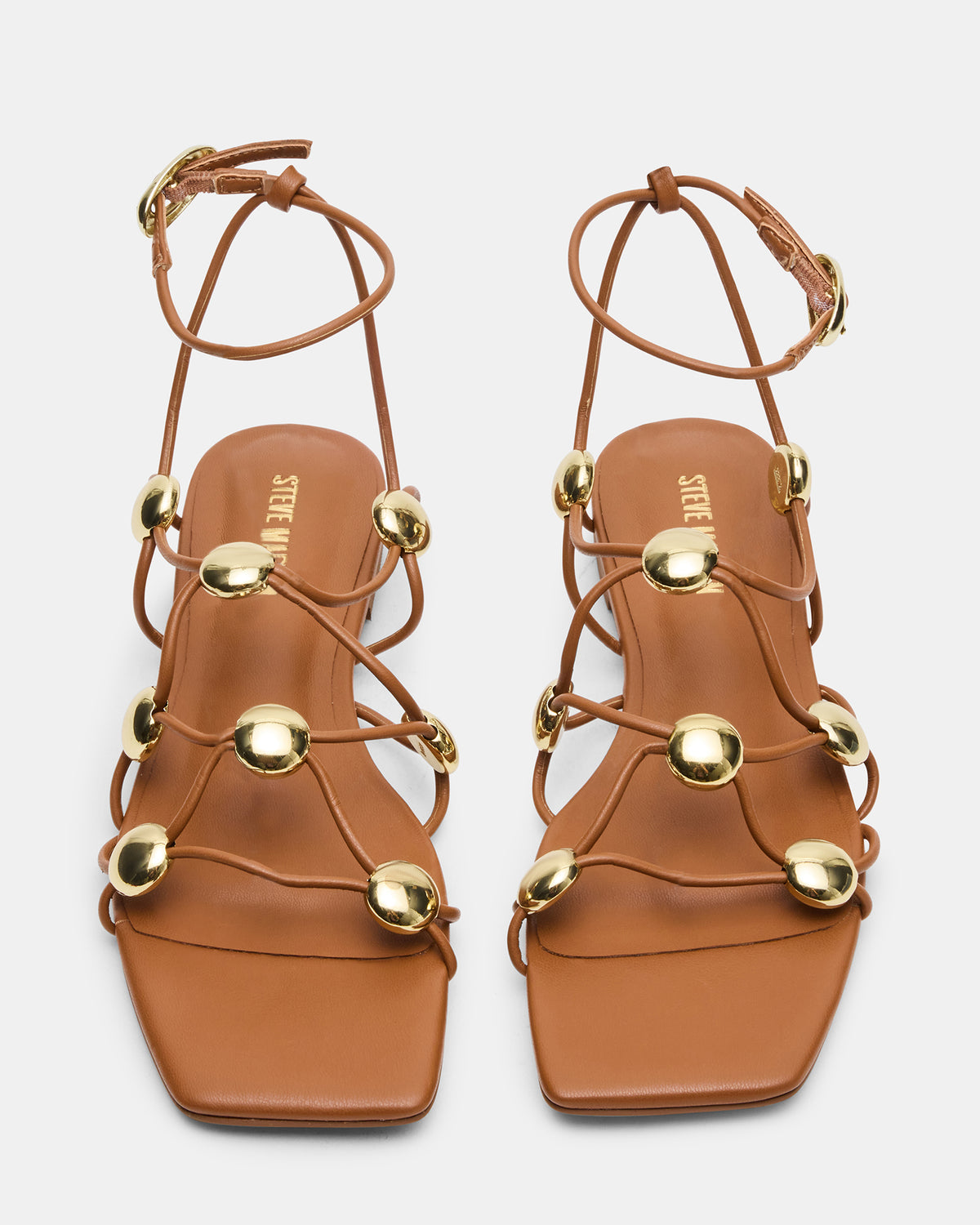 TIDES Cognac Strappy Square-Toe Women's Sandal Steve Madden COGNAC