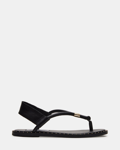 MEDUZA Black Leather Women's Studded Thong Sandal Steve Madden BLACK LEATHER